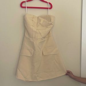 Cream colored mini dress. Classy strapless